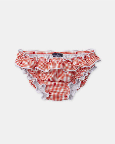 Checks and hearts print swim bottoms Red colour  Sergent Major