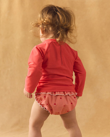 Checks and hearts print swim bottoms Red colour  Sergent Major