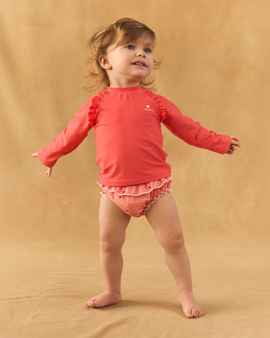 Checks and hearts print swim bottoms Red colour  Sergent Major