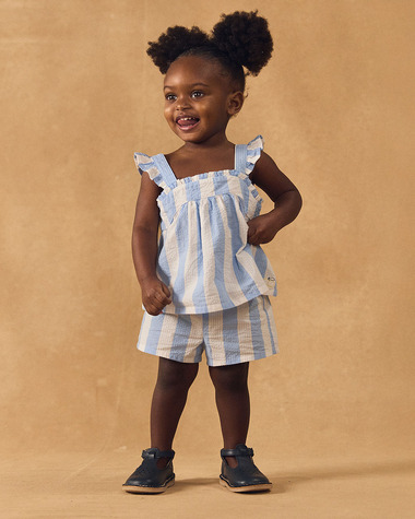 Striped tank top and shorts set Blue colour  Sergent Major