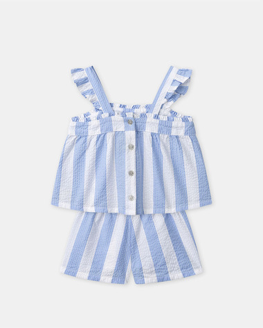 Striped tank top and shorts set Blue colour  Sergent Major