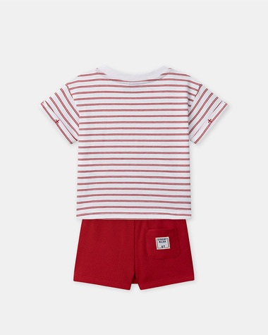 Striped T-shirt and red shorts set Red colour  Sergent Major