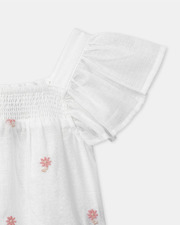 Short-sleeved blouse with floral embroidery Ecru colour  Sergent Major