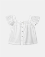 Short-sleeved blouse with floral embroidery Ecru colour  Sergent Major