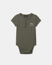 Little Jungle embroidered ribbed bodysuit Green colour Sergent Major