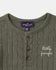 Little Jungle embroidered ribbed bodysuit Green colour Sergent Major