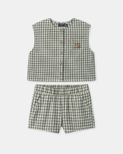 Gingham tank top and shorts set Dark green/ivory colour Sergent Major