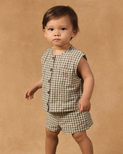 Gingham tank top and shorts set Dark green/ivory colour Sergent Major