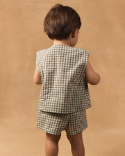 Gingham tank top and shorts set Dark green/ivory colour Sergent Major