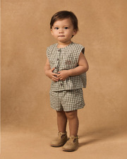 Gingham tank top and shorts set Dark green/ivory colour Sergent Major