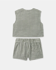 Gingham tank top and shorts set Dark green/ivory colour Sergent Major