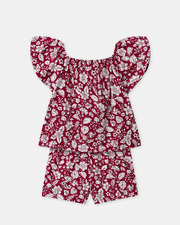 Floral print blouse and shorts set Fuchsia pink colour  Sergent Major