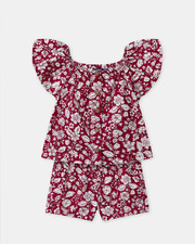 Floral print blouse and shorts set Fuchsia pink colour  Sergent Major