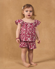 Floral print blouse and shorts set Fuchsia pink colour  Sergent Major