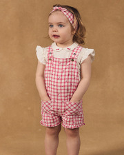Short gingham overalls with ruffles Pink colour  Sergent Major