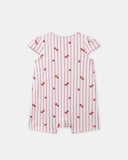 Short-sleeve striped onesie with strawberry print Coral colour  Sergent Major