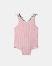 Reversible floral or striped print one-piece swimsuit Pink colour  Sergent Major