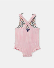 Reversible floral or striped print one-piece swimsuit Pink colour  Sergent Major