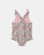 Reversible floral or striped print one-piece swimsuit Pink colour  Sergent Major