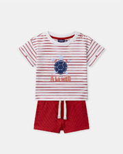 Striped T-shirt and red shorts set Red colour  Sergent Major