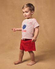 Striped T-shirt and red shorts set Red colour  Sergent Major