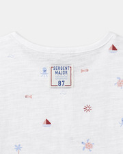 Nautical and animal print T-shirt Ecru colour  Sergent Major