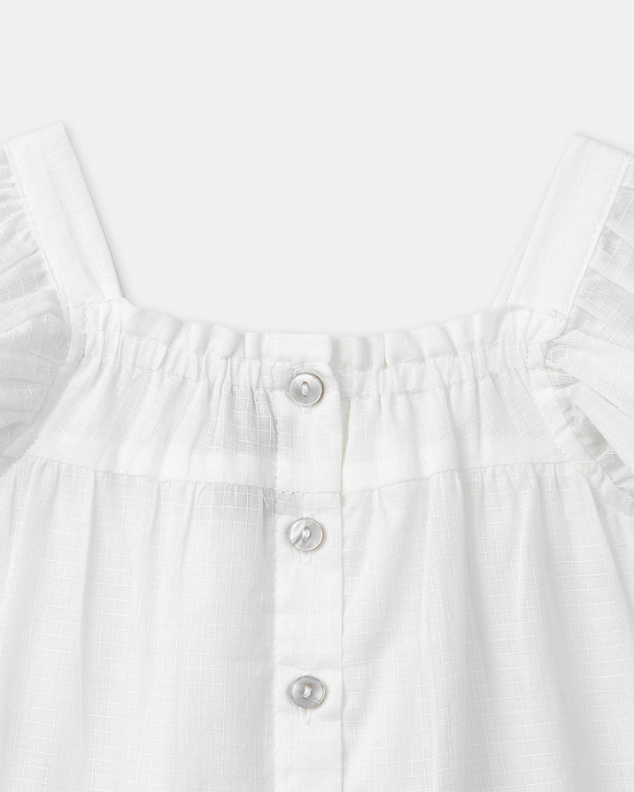 Short-sleeved blouse with floral embroidery Ecru colour  Sergent Major