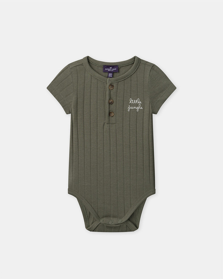 Little Jungle embroidered ribbed bodysuit Green colour Sergent Major