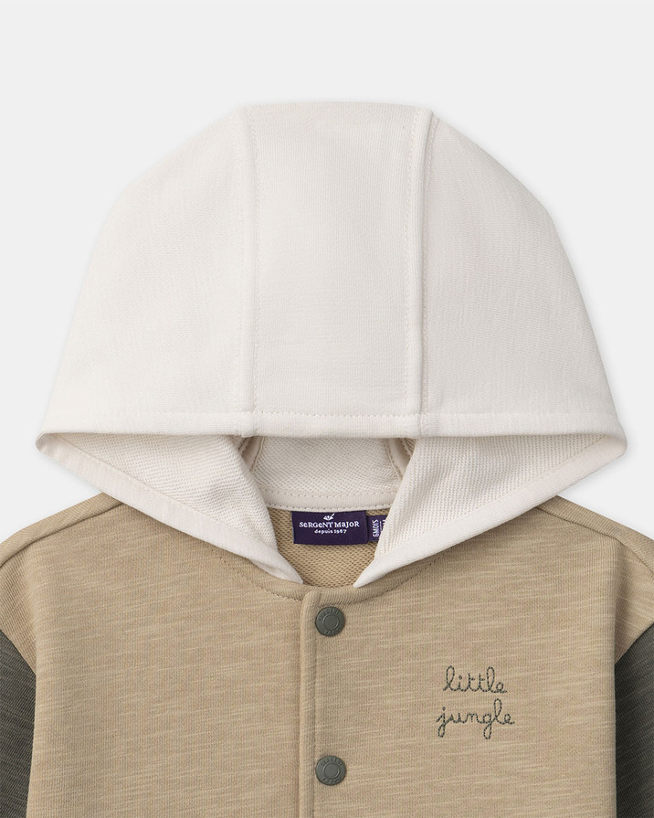 Tricolor hooded cardigan Beige/khaki colour  Sergent Major
