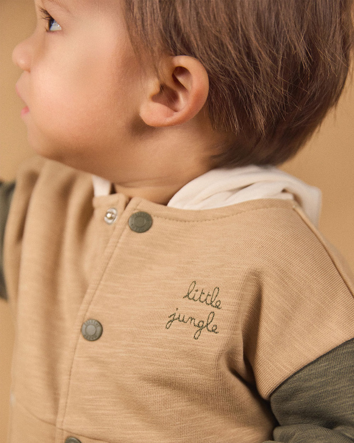 Tricolor hooded cardigan Beige/khaki colour  Sergent Major