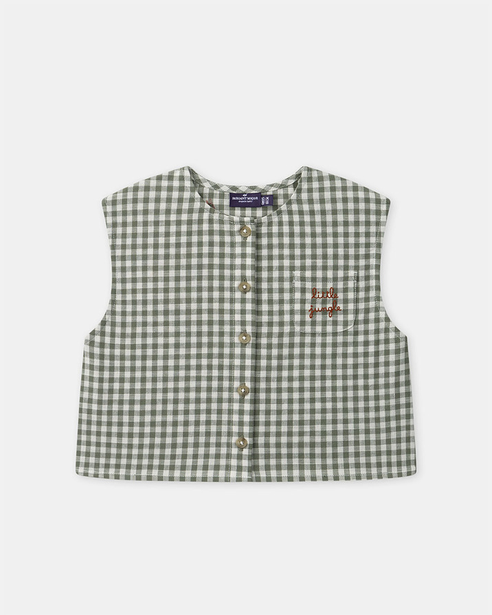 Gingham tank top and shorts set Dark green/ivory colour Sergent Major