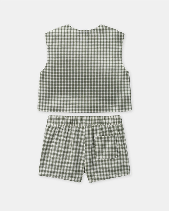 Gingham tank top and shorts set Dark green/ivory colour Sergent Major