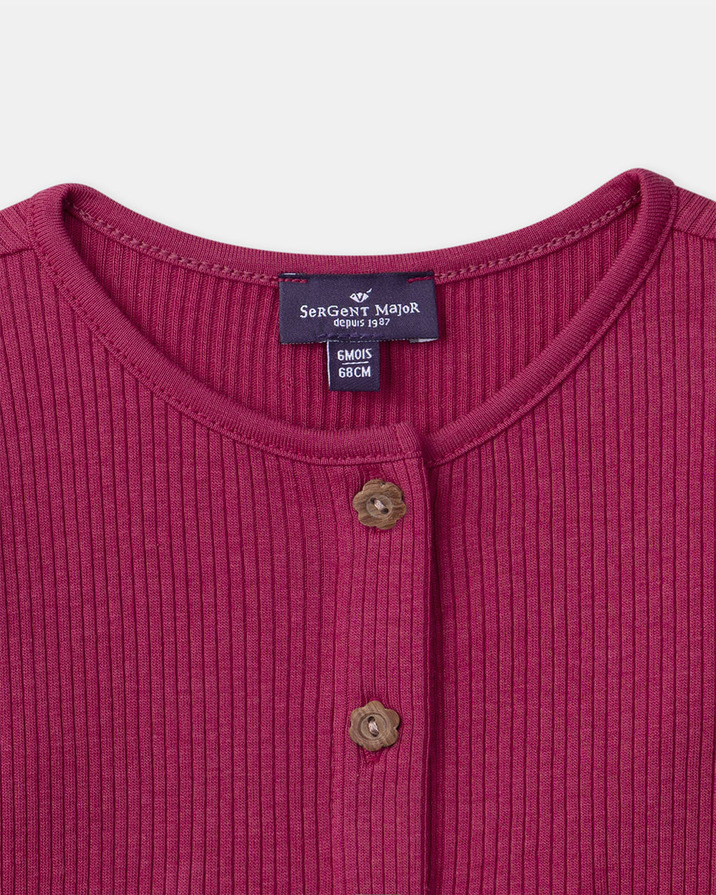 Ribbed knit cardigan Fuchsia pink colour  Sergent Major