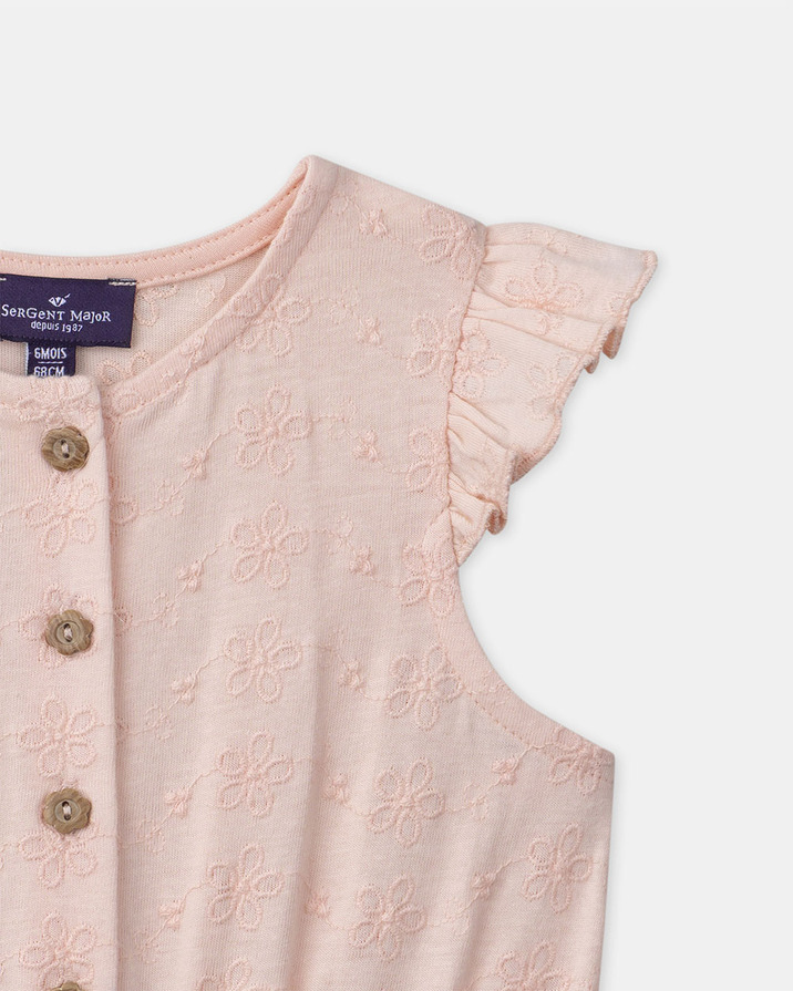 Short jumpsuit with floral embroidery Light pink colour  Sergent Major