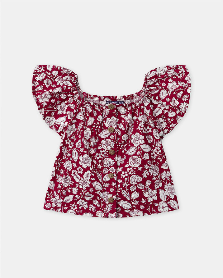Floral print blouse and shorts set Fuchsia pink colour  Sergent Major