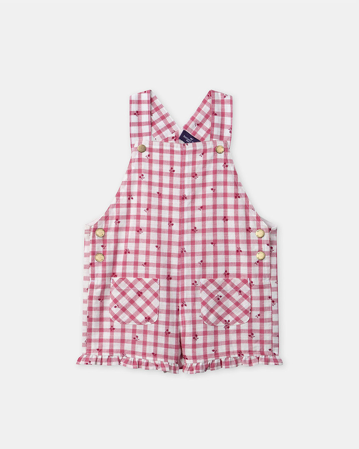Short gingham overalls with ruffles Pink colour Sergent Major