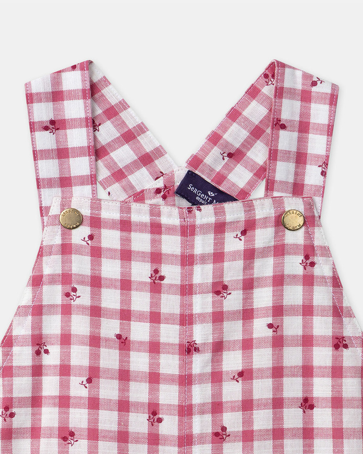 Short gingham overalls with ruffles Pink colour Sergent Major