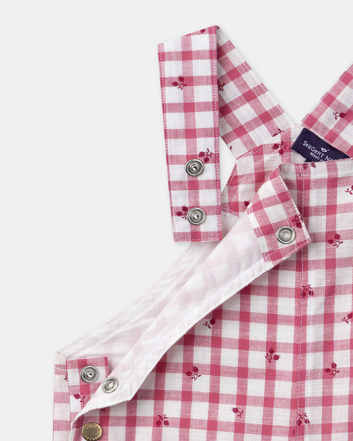 Short gingham overalls with ruffles Pink colour Sergent Major