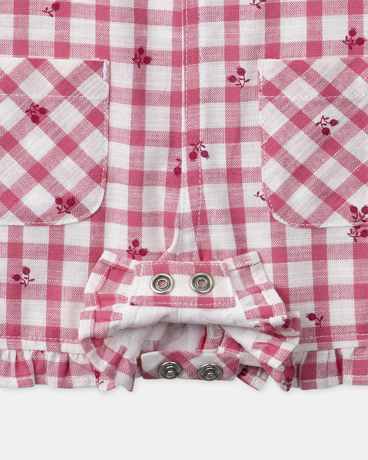 Short gingham overalls with ruffles Pink colour Sergent Major