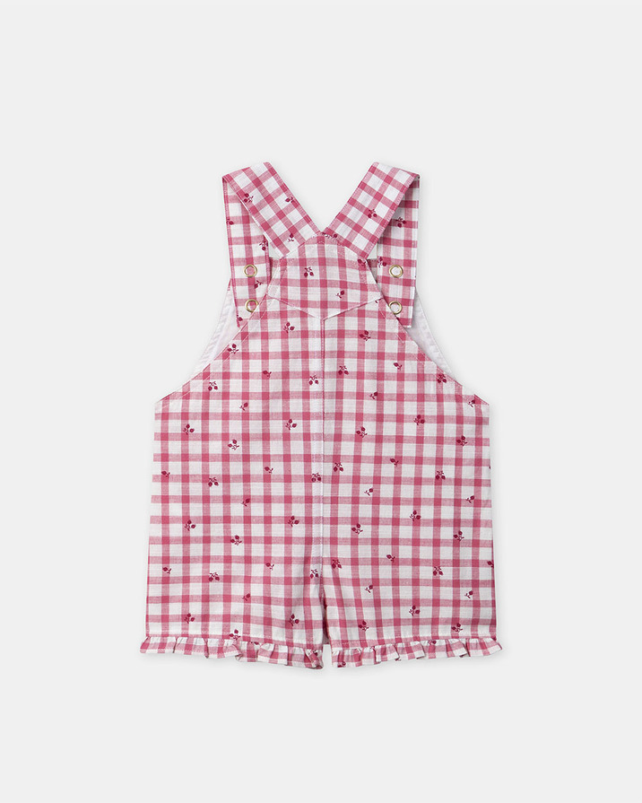 Short gingham overalls with ruffles Pink colour Sergent Major