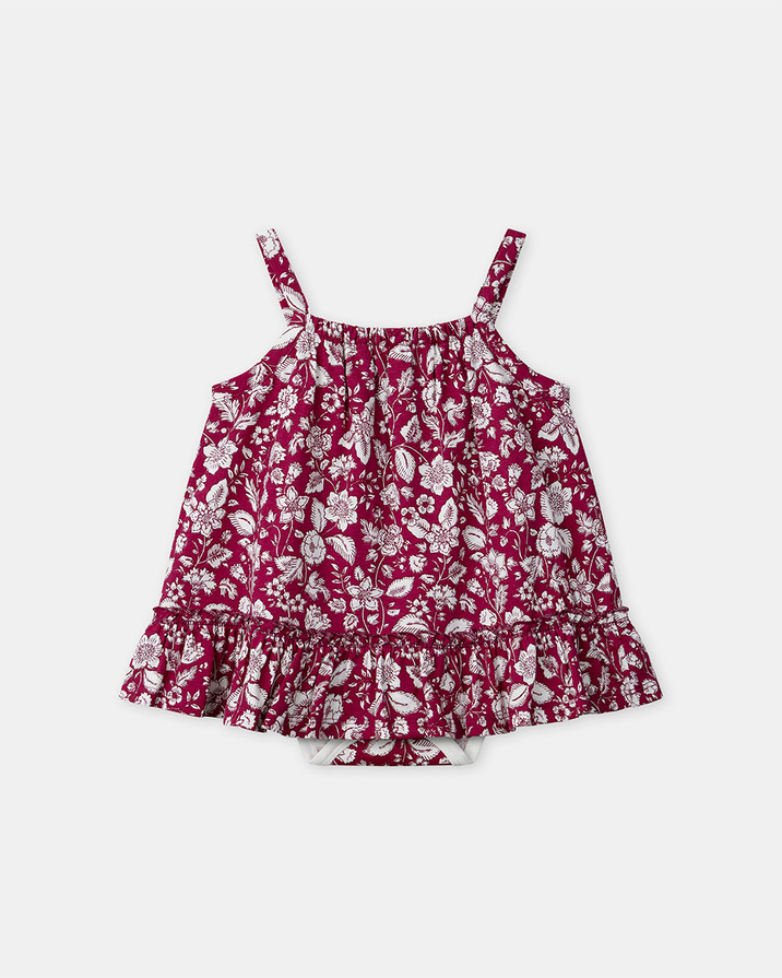 Dress with built-in floral-print bodysuit Fuchsia pink colour  Sergent Major