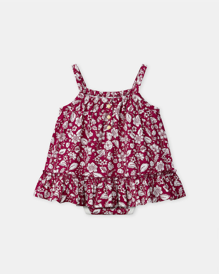 Dress with built-in floral-print bodysuit Fuchsia pink colour  Sergent Major