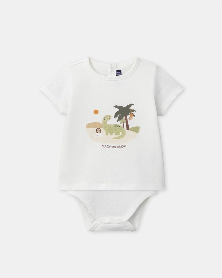 Dinosaur T-shirt bodysuit Ecru colour  Sergent Major