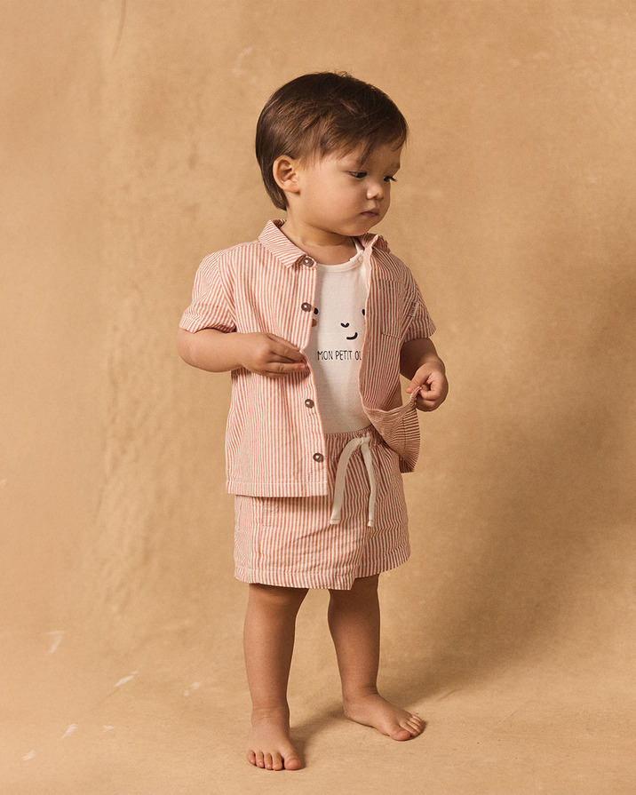 Short-sleeved striped shirt Orange colour  Sergent Major