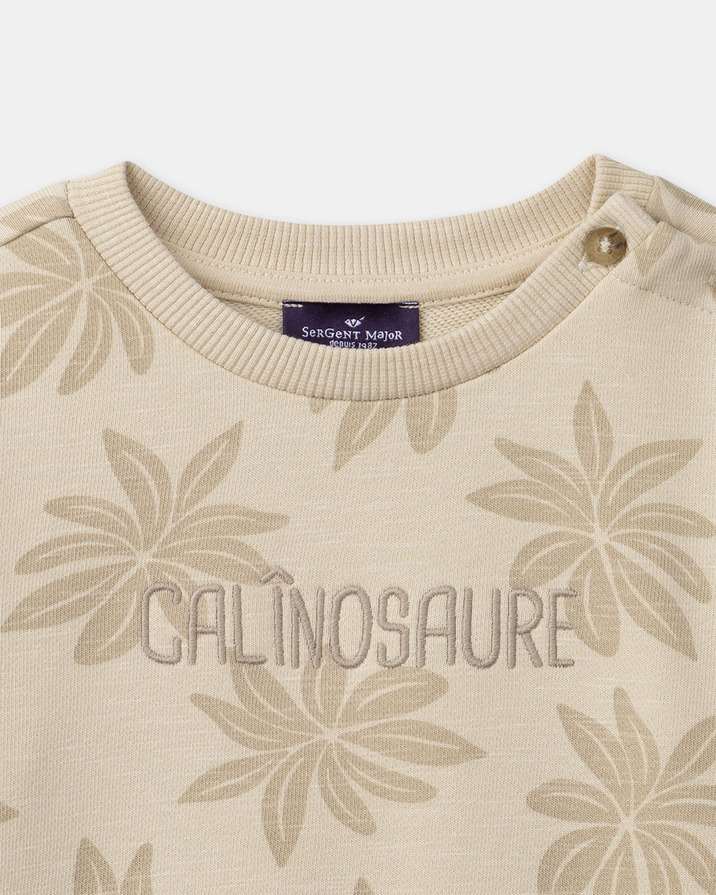 Palm tree print fleece sweatshirt Beige colour  Sergent Major