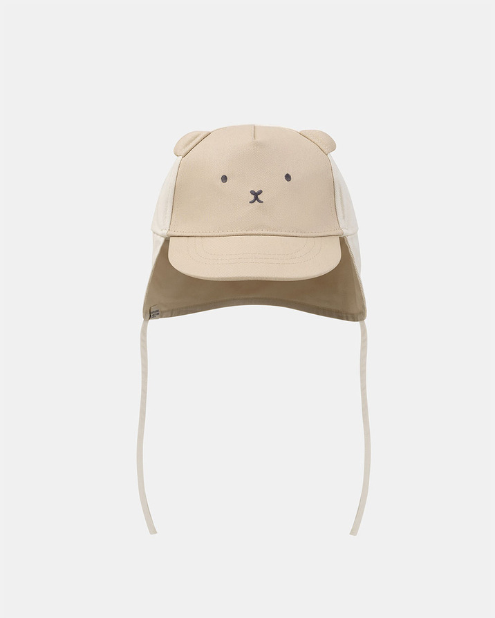 Bear-print neck-covering cap Beige colour Sergent Major