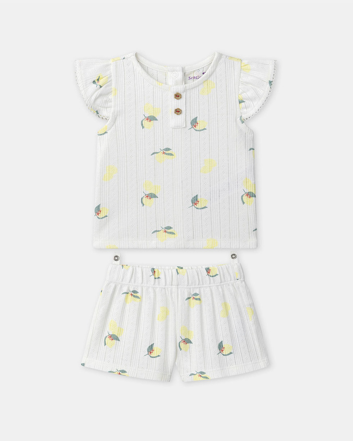 Two-piece lemon print pajamas Ecru colour  Sergent Major