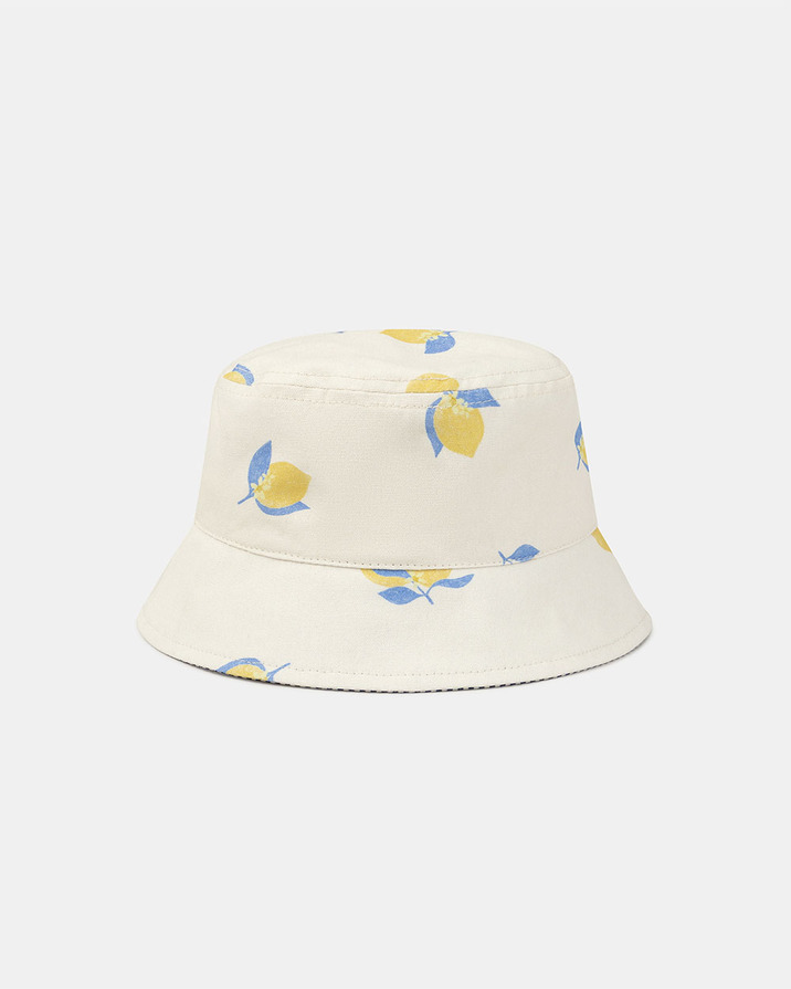 Natural-coloured UPF 50+ lemon-print hat Yellow colour  Sergent Major