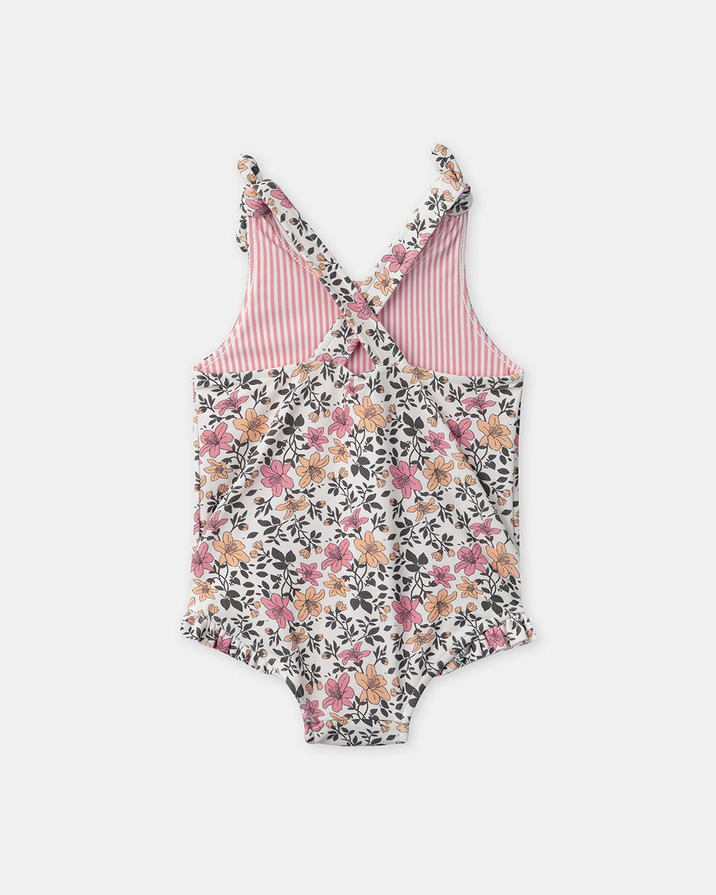 Reversible floral or striped print one-piece swimsuit Pink colour  Sergent Major
