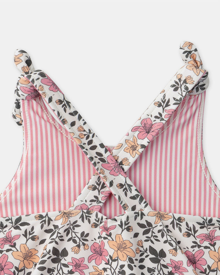 Reversible floral or striped print one-piece swimsuit Pink colour  Sergent Major